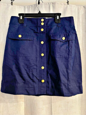 Vineyard Vines Cargo Pocket Linen Blend Mini Skirt Navy Size S NWT